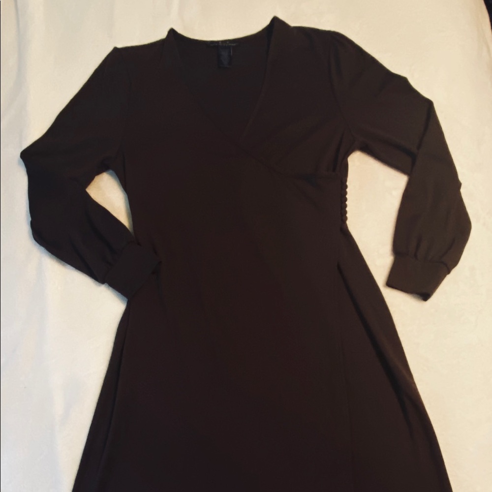 Chocolate Brown Faux Wrap Dress